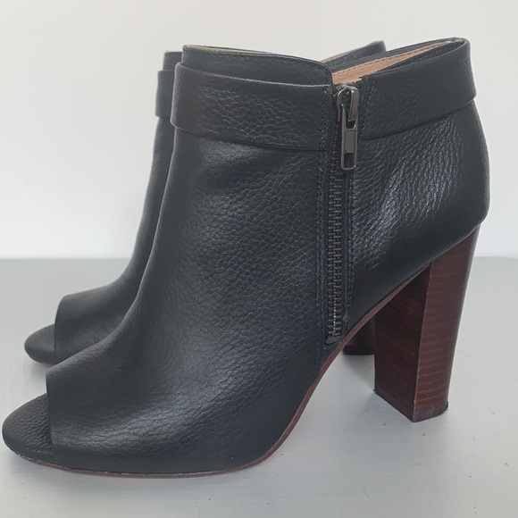 Splendid stacked peep toe ankle booties leather - Picture 3 of 6